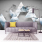 Geometric abstract dark gray wallpaper Peel and stick, temporary, removable, Self adhesive 3d wall mural Mountain wall sticker
