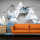 Geometric abstract dark gray wallpaper Peel and stick, temporary, removable, Self adhesive 3d wall mural Mountain wall sticker