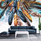 Feather wallpaper peel and stick mural Blue abstract bedroom wallpaper Removable wallpaper Textured wallpaper vinyl wallpaper