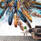 Feather wallpaper peel and stick mural Blue abstract bedroom wallpaper Removable wallpaper Textured wallpaper vinyl wallpaper