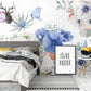 Boho flowers light wallpaper, floral peel and stick wall mural, Botanical photo wallpaper for bedroom, living room, kitchen