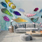 Feather wallpaper peel and stick mural Blue abstract bedroom wallpaper Removable wallpaper Textured wallpaper vinyl wallpaper