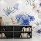 Boho flowers light wallpaper, floral peel and stick wall mural, Botanical photo wallpaper for bedroom, living room, kitchen