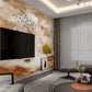 Asian marble wallpaper, chinoiserie japanese brown wallpaper peel&stick wall mural prints, smoky mountains, rising sun wall decal