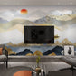 Blue Mountain wall mural prints Abstract Peel and stick removable wallpaper Minimalist wall decoration Bedroom Living room wall decor