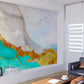 Abstract wallpaper peel and stick wall mural, turquoise photo wallpaper, removable art deco wallpaper minimalist bedroom wall decor