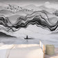 Black and white abstract wallpaper peel and stick wall mural, removable art deco modern wallpaper minimalist bedroom wall decor