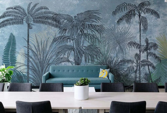 Palms wallpaper, tropical wallpaper peel and stick mural leaves, vinyl wallpaper, modern wallpaper