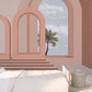 Mid century modern wallpaper peel and stick wall mural, sandy pink wallpaper, geometric vinyl wallpaper, canvas wallpaper