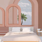 Mid century modern wallpaper peel and stick wall mural, sandy pink wallpaper, geometric vinyl wallpaper, canvas wallpaper