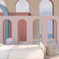Mid century modern wallpaper peel and stick wall mural, sandy pink wallpaper, geometric vinyl wallpaper, canvas wallpaper