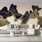 Black and gold abstract wallpaper peel and stick wall mural, removable art deco modern wallpaper minimalist bedroom wall decor