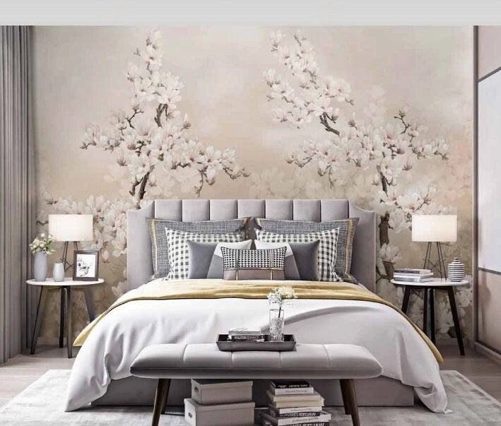 Sakura blossom floral wall mural peel and stick wallpaper botanical blossom wall mural wallpaper mural tree photo flower wall decals  