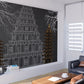 Asian grey wallpaper peel and stick wall mural, japanese wallpaper, chinoiserie self adhesive, vinyl wall mural prints, custom wall mural