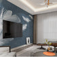 Modern abstract peel stick wallpaper, removable self adhesive mural with bird feather in white and grey colors, temporary vinyl wallpaper