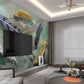 Abstract peel and stick wall mural with colorful bird feathers, modern removable self adhesive wallpaper, accentual canvas wall decor