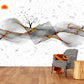 Extra large peel and stick abstract wave wall mural, self adhesive marble wallpaper, accentual nature wallcovering, white grey wallpaper