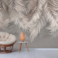 Tropical leaves self adhesive wall mural, large nature peel and stick wallpaper, accentual grey white wallcovering, removable wallpaper