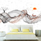 Large peel and stick wave wallcovering, abstract self adhesive photo wallpaper, removable nature wall mural, temporary bedroom wallpaper
