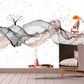 Large peel and stick wave wallcovering, abstract self adhesive photo wallpaper, removable nature wall mural, temporary bedroom wallpaper