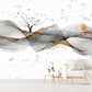 Extra large peel and stick abstract wave wall mural, self adhesive marble wallpaper, accentual nature wallcovering, white grey wallpaper