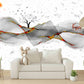 Extra large peel and stick abstract wave wall mural, self adhesive marble wallpaper, accentual nature wallcovering, white grey wallpaper