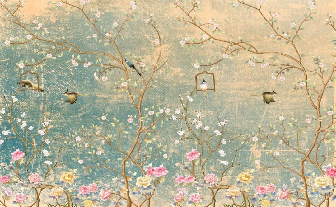 Extra large japanese wallpaper, peel and stick chinoiserie wall mural, self adhesive sakura blossom wallpaper, accentual botanical wallpaper